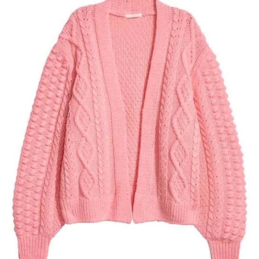 H&M Pink Cable Knit Cardigan